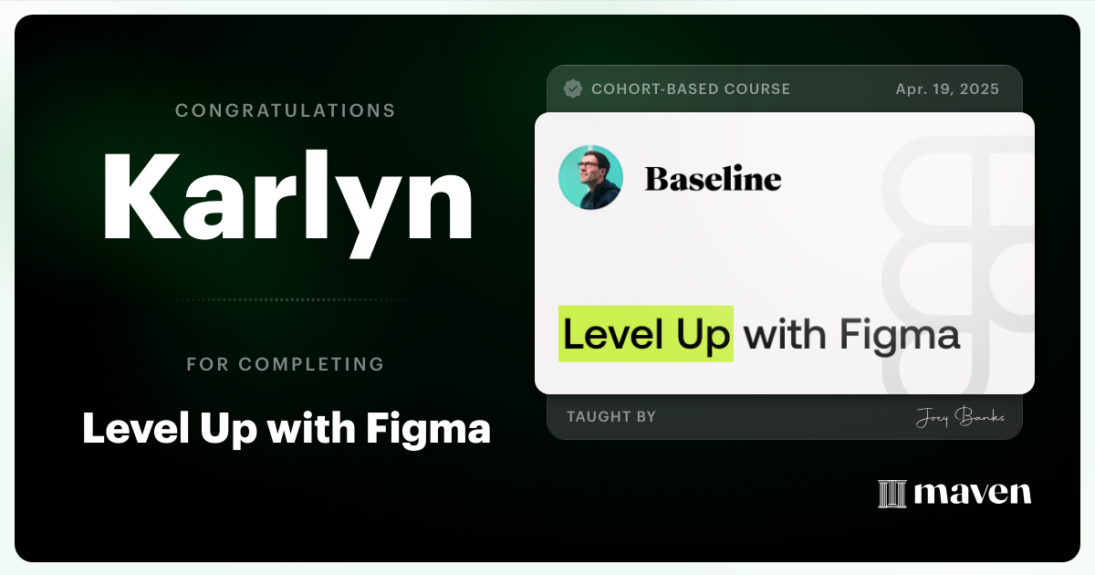 Certificate of Completion for Level Up with Figma