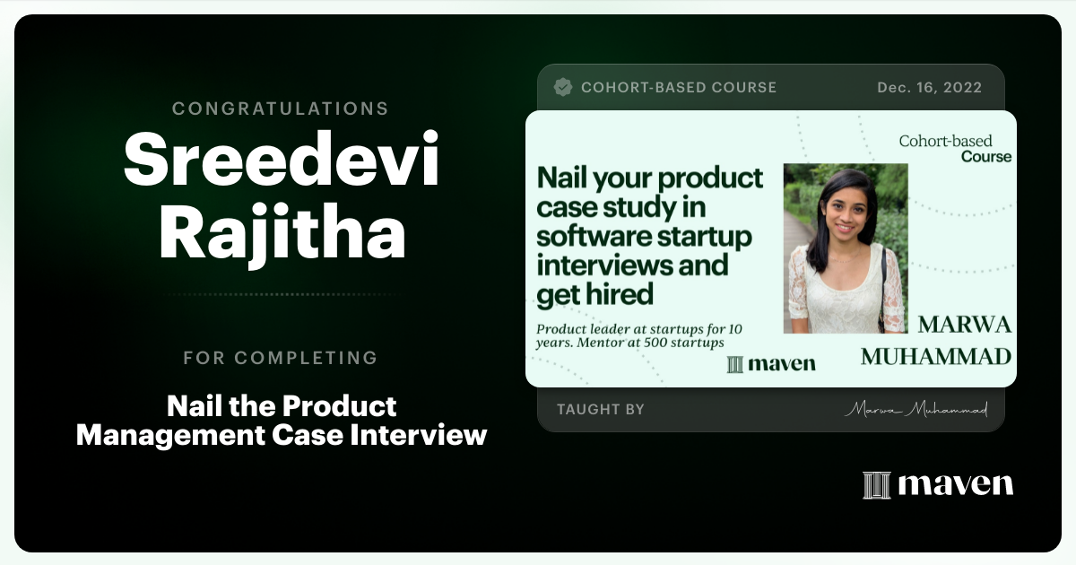 Certificate of Completion for Nail the Product Management Case Interview