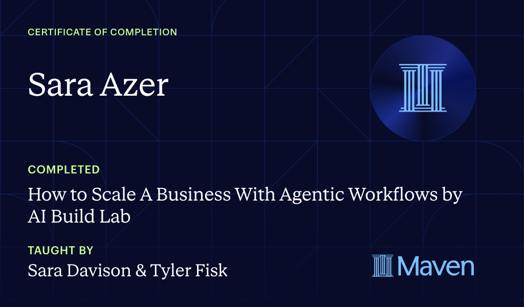 Certificate for Build The AI Agent Workforce That Scales Companies: Own & Run Your Own Agent Org