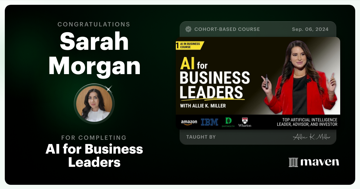 Certificate of Completion for AI for Business Leaders
