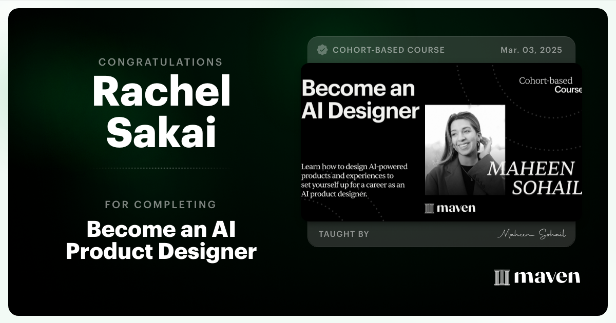 Certificate of Completion for Become an AI Product Designer