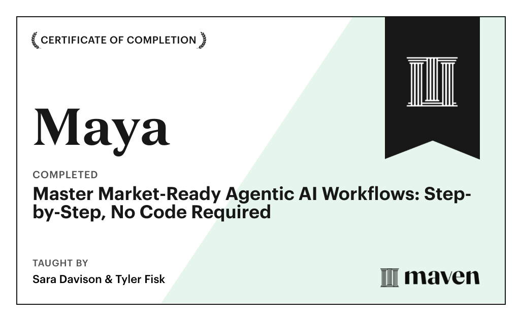 Certificate for Master Market-Ready Agentic AI Workflows: Step-by-Step, No Code Required