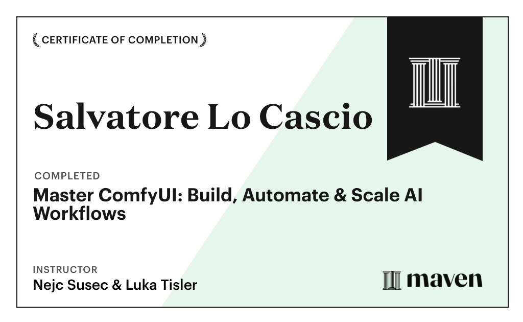 Certificate for Master ComfyUI: Build, Automate & Scale AI Workflows