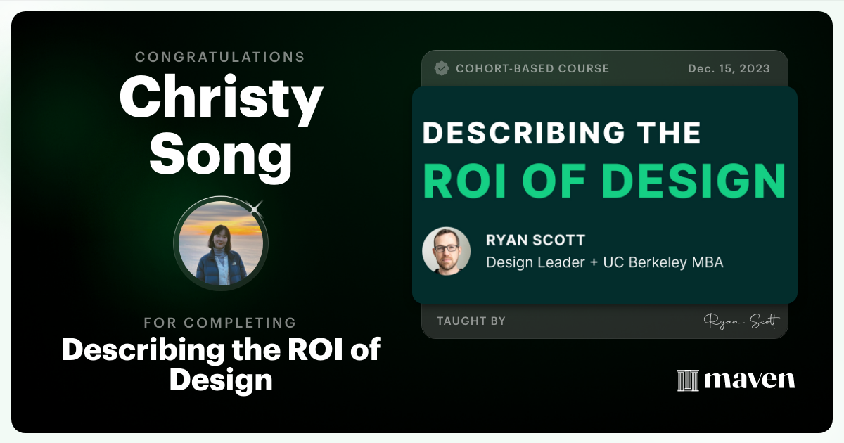 Certificate of Completion for Describing the ROI of Design