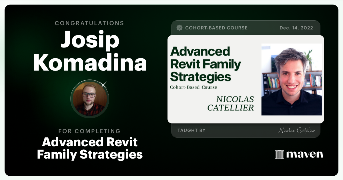 Certificate of Completion for Advanced Revit Family Strategies