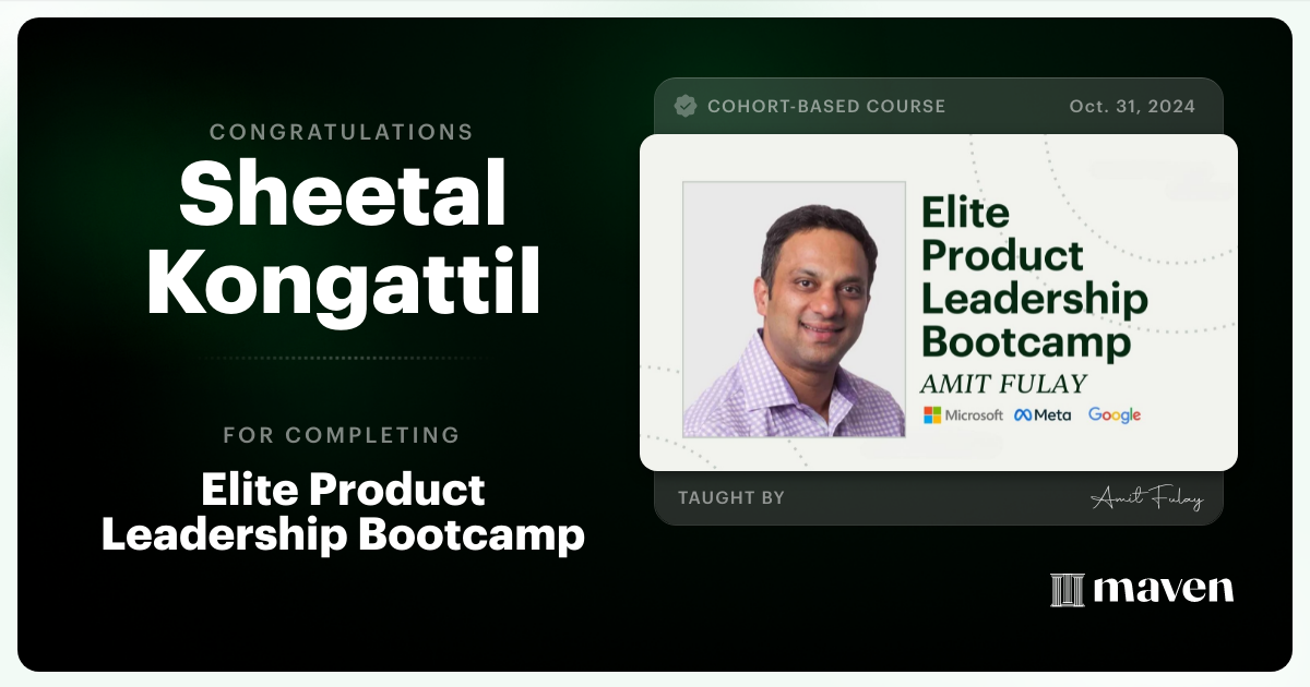 Certificate of Completion for Elite AI Product Leadership Certification by AI Product Academy