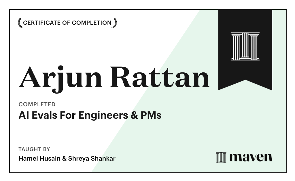 Certificate for AI Evals For Engineers & PMs