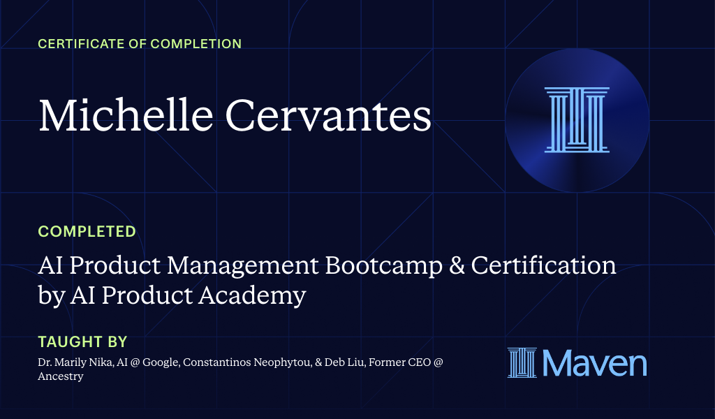 Certificate for AI Product Management Bootcamp & Certification by AI Product Academy