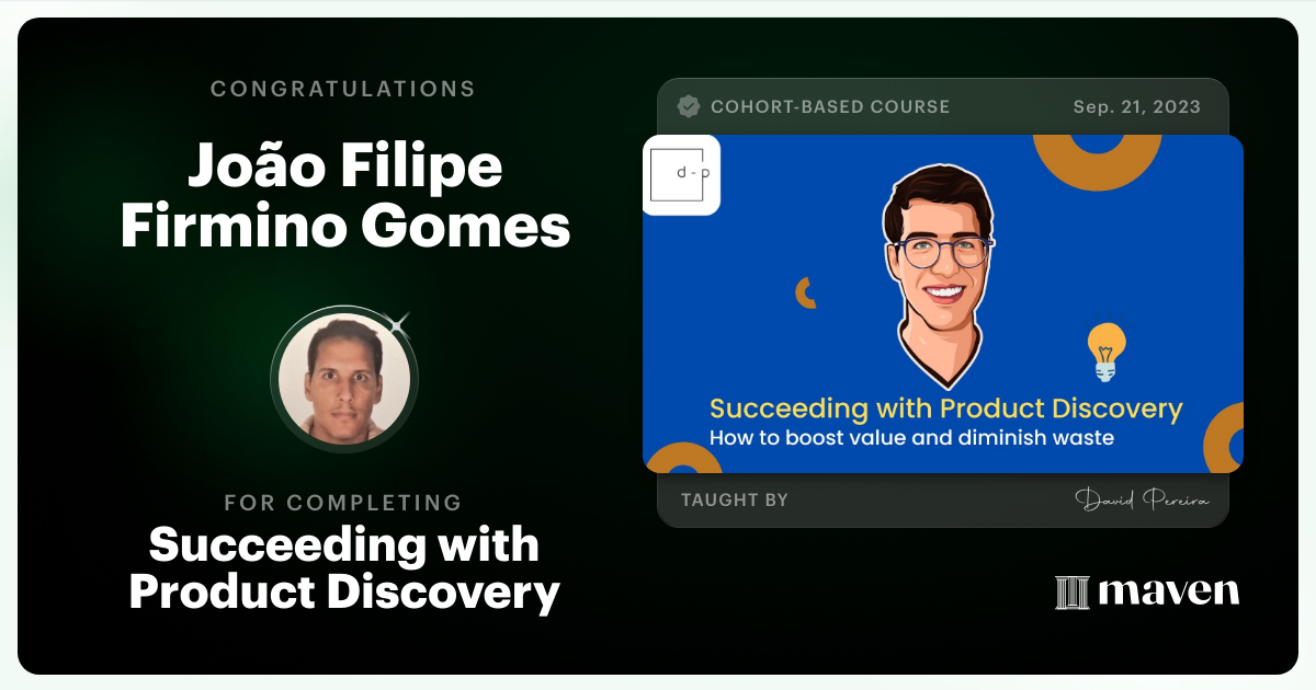 Certificate of Completion for Mastering Product Discovery