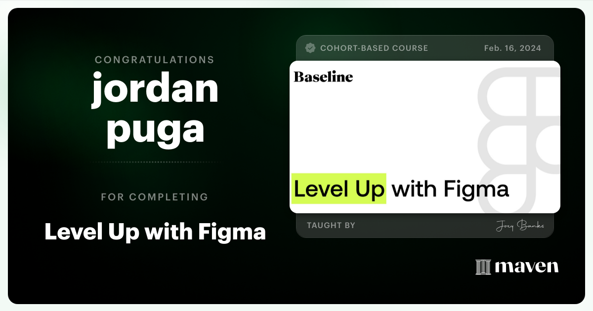 Certificate of Completion for Level Up with Figma