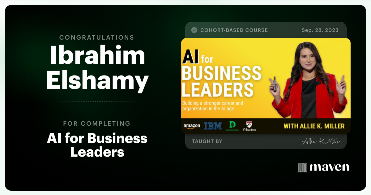 Certificate of Completion for AI for Business Leaders