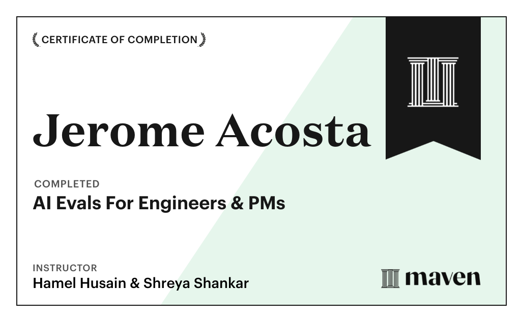 Certificate for AI Evals For Engineers & PMs