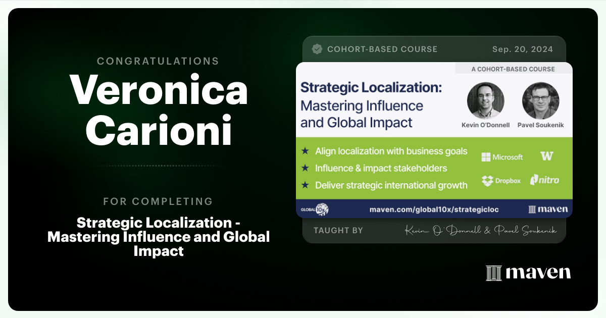 Certificate of Completion for Strategic Localization Certification