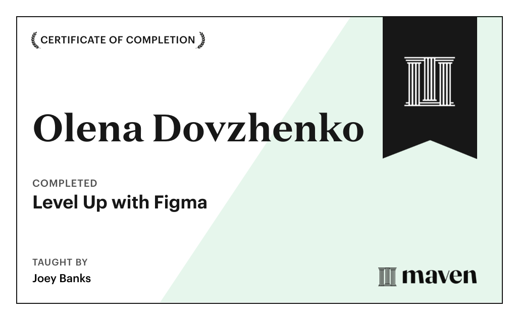 Certificate for Level Up with Figma