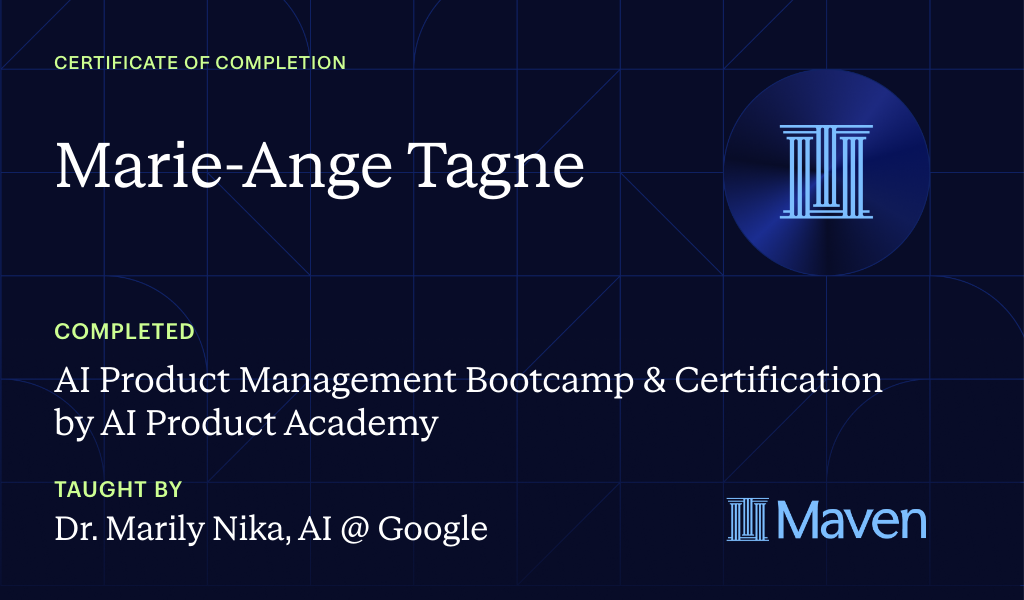 Certificate for AI Product Management Bootcamp & Certification by AI Product Academy