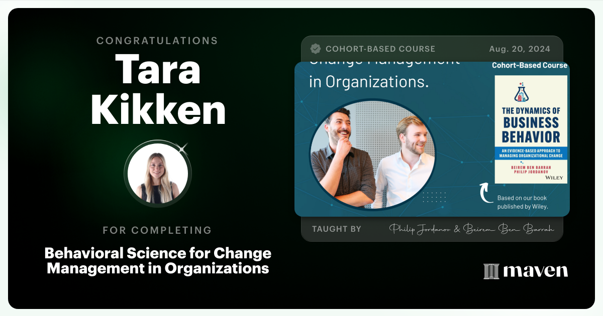 Certificate of Completion for Master Change Management and Leadership with Behavioral & Neuroscience