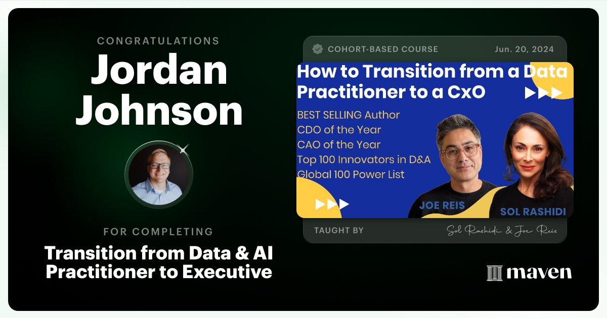 Certificate of Completion for Transition from a Tech Practitioner to a Tech Executive