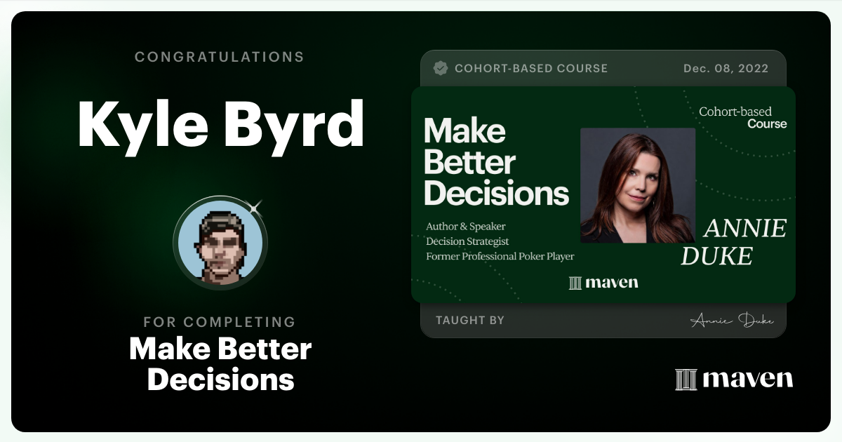 Certificate of Completion for Make Better Decisions