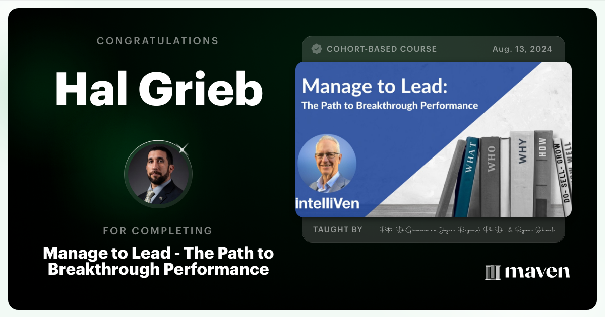 Certificate of Completion for Executive Alignment for Enterprise Operations and Governance