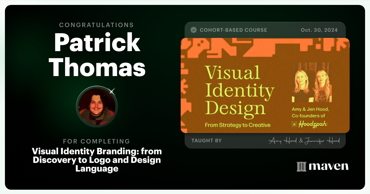 Certificate of Completion for Visual Identity Branding: from Discovery to Logo and Design Language