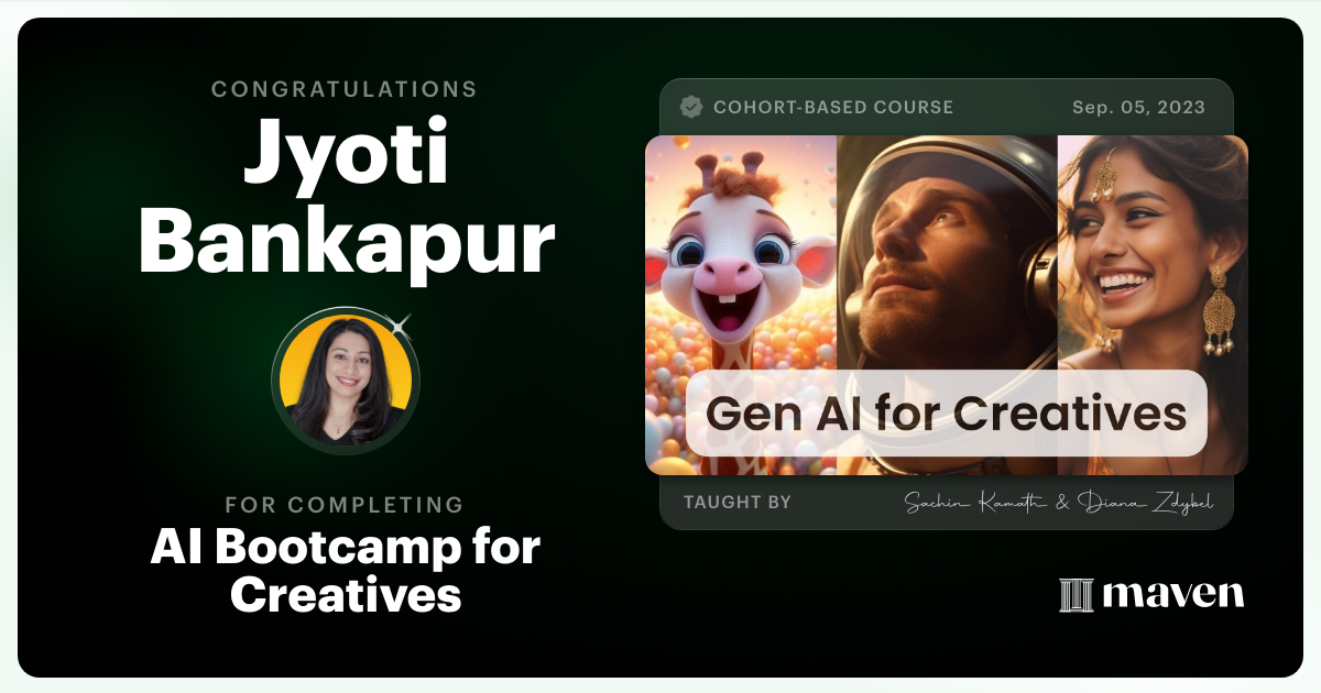 Certificate of Completion for AI x Creative Accelerator