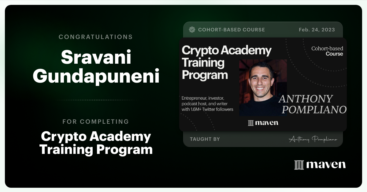 Certificate of Completion for Crypto Academy Training Program