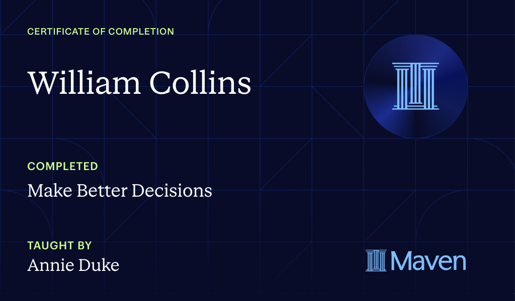 Certificate for Make Better Decisions