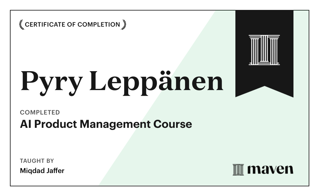 Certificate for AI Product Management Course