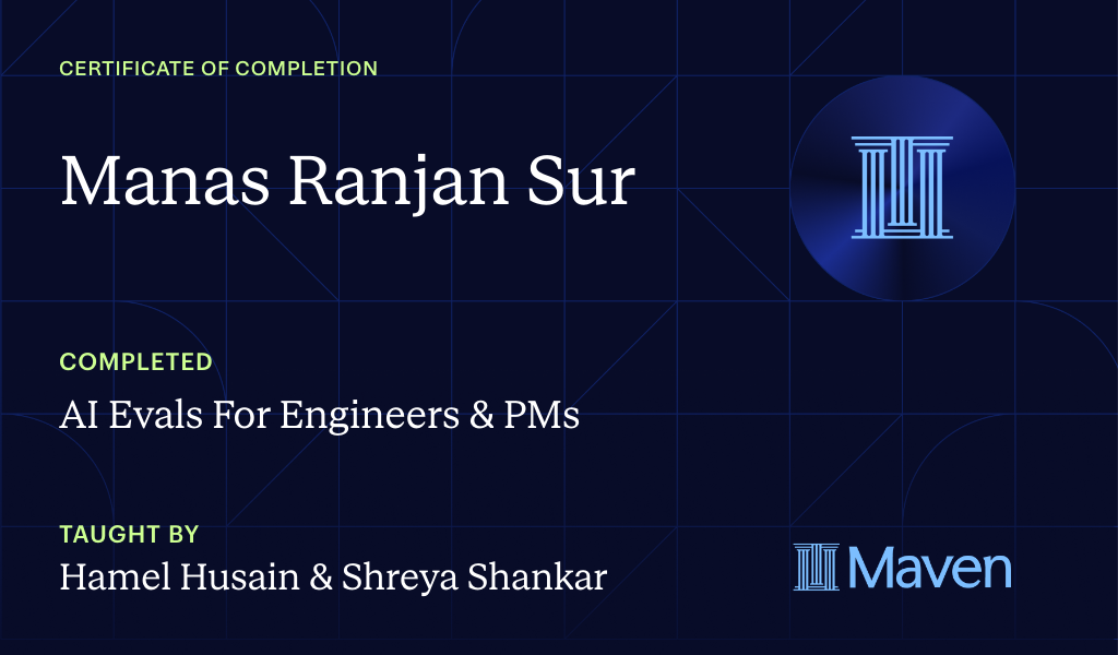 Certificate for AI Evals For Engineers & PMs