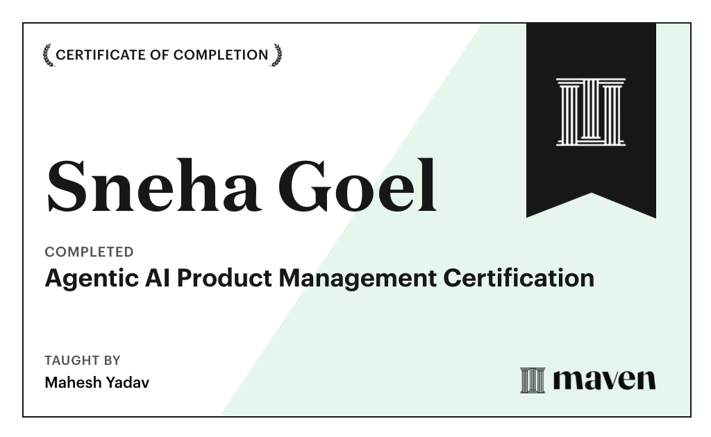 Certificate for Agentic AI Product Management Certification