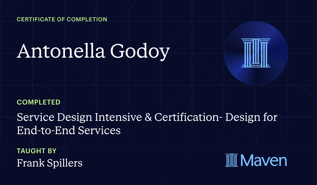 Certificate for Service Design Intensive & Certification- Design for End-to-End Services