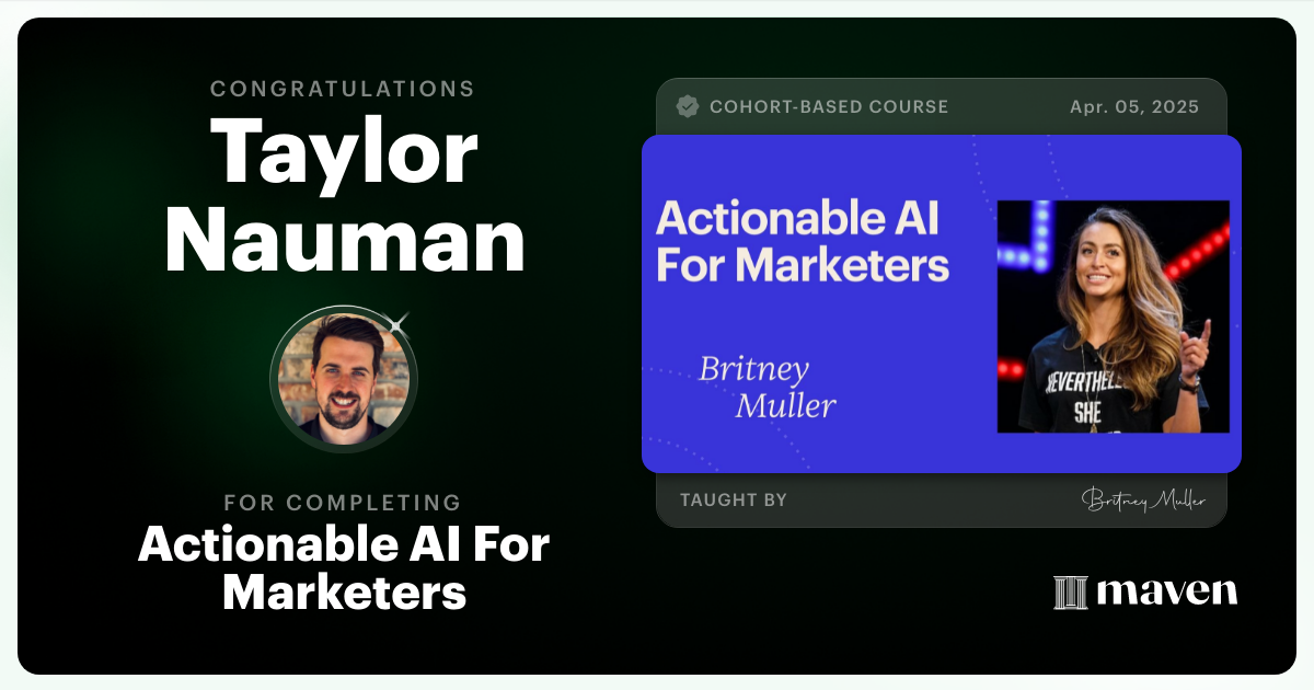 Certificate of Completion for Actionable AI For Marketers