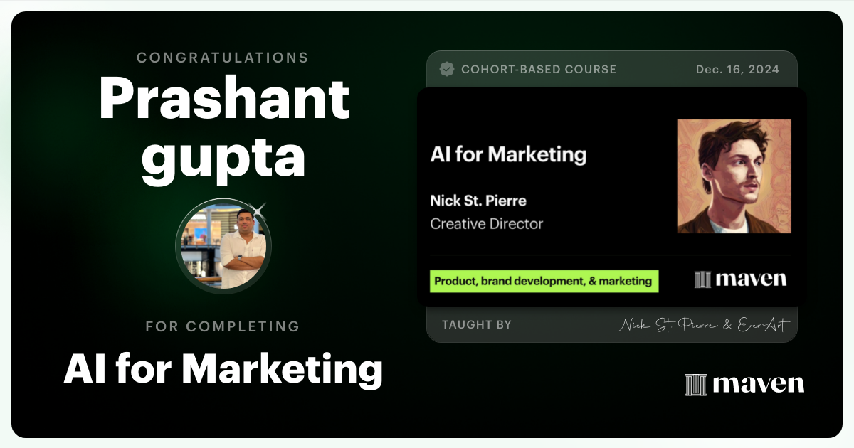 Certificate of Completion for AI for Marketing