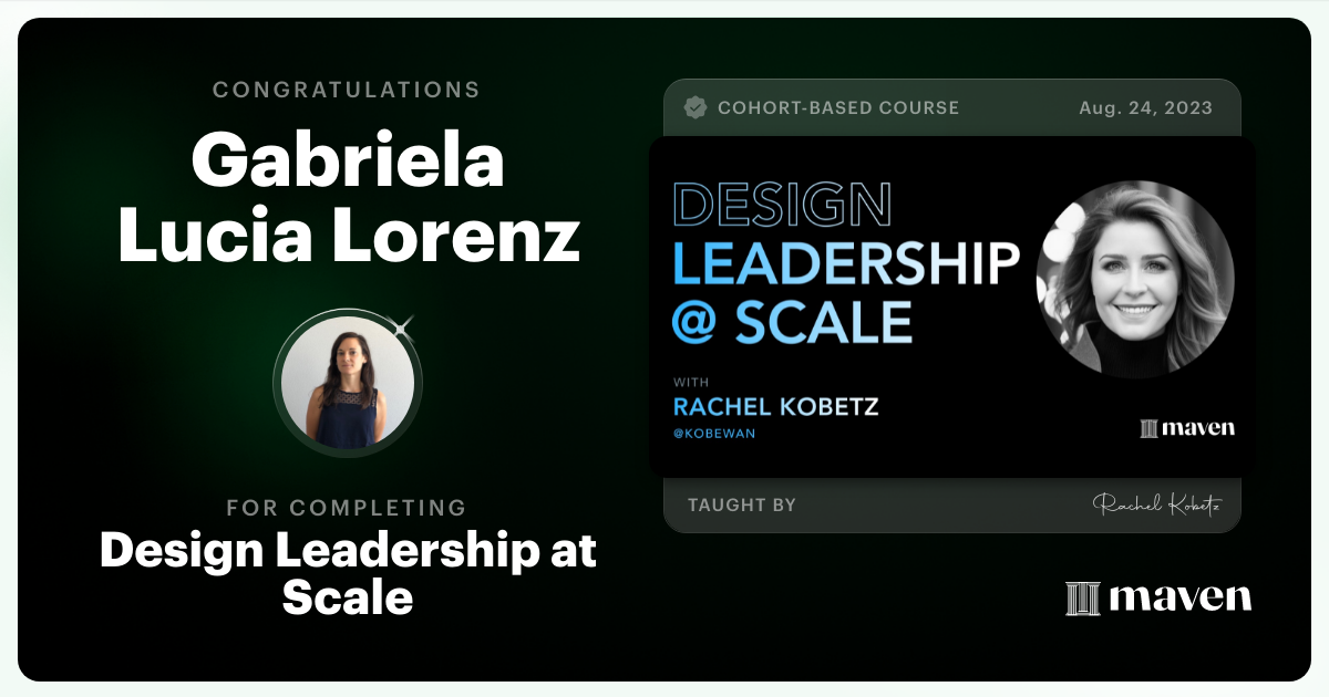 Certificate of Completion for Design Leadership at Scale: Executive