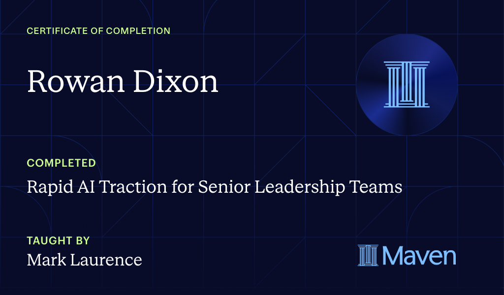 Certificate for Rapid AI Traction for Senior Leadership Teams