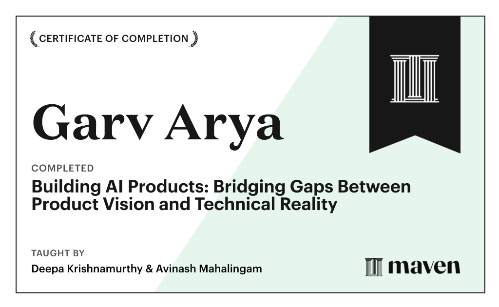 Certificate for Build Real AI Solutions : From Workflow Automations to Usable Products