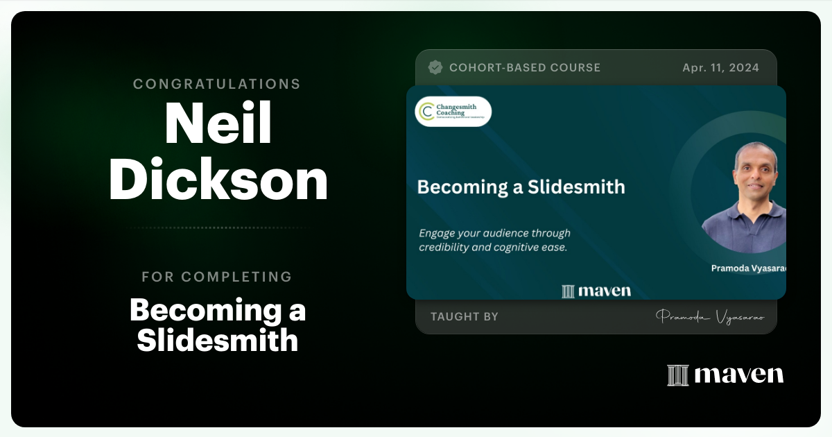 Certificate of Completion for Becoming a Slidesmith