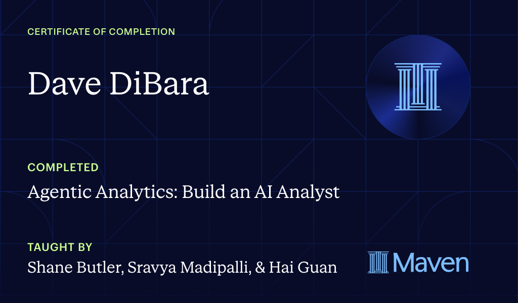 Certificate for Agentic Analytics: Build an AI Analyst