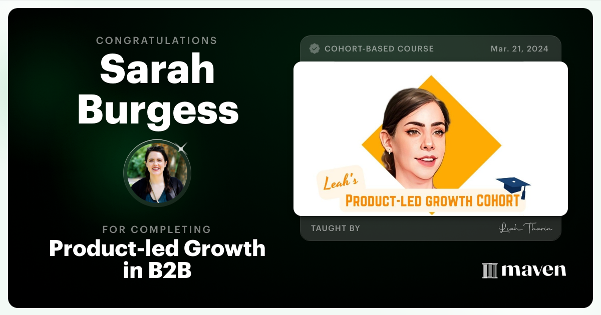 Certificate of Completion for Product-led Growth in B2B