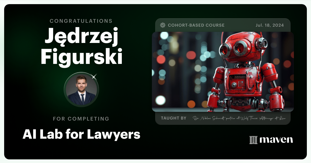Certificate of Completion for AI Lab for Lawyers