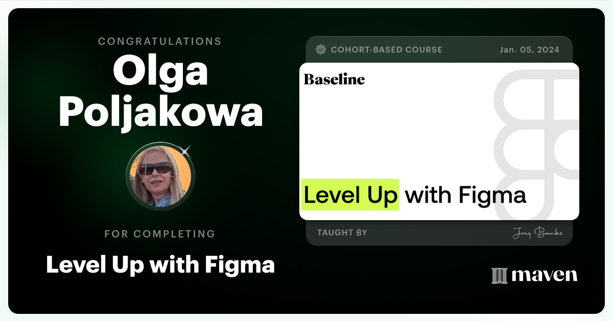 Certificate of Completion for Level Up with Figma