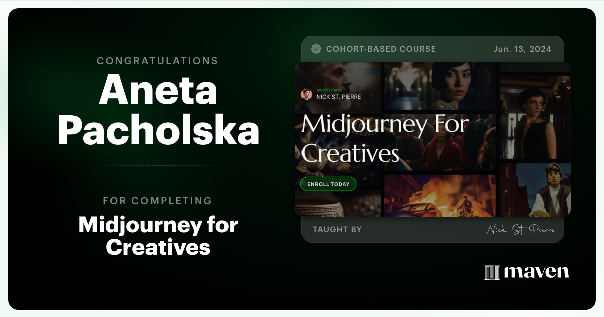 Certificate of Completion for Midjourney for Creatives