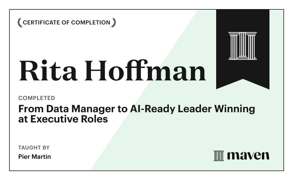 Certificate for From Data Manager to AI-Ready Leader Winning at Executive Roles