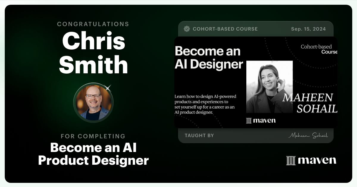 Certificate of Completion for Become an AI Product Designer