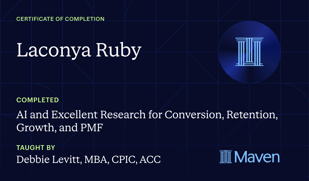 Certificate for AI and Excellent Research for Conversion, Retention, Growth, and PMF