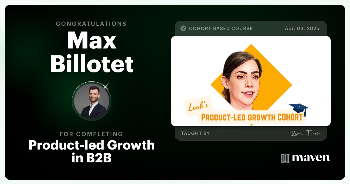 Certificate of Completion for Product-led Growth in B2B
