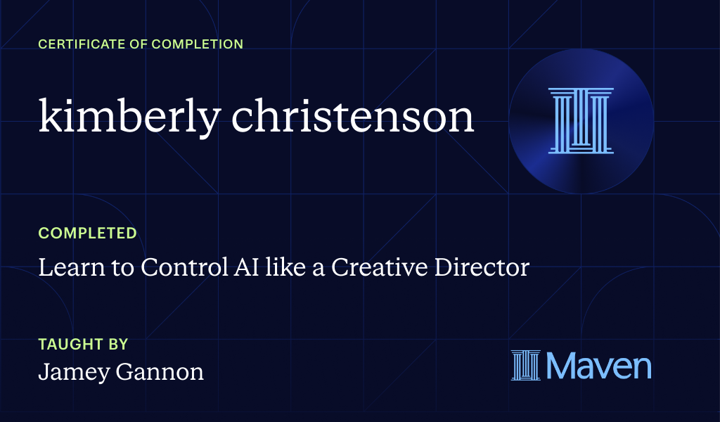 Certificate for Learn to Control AI like a Creative Director