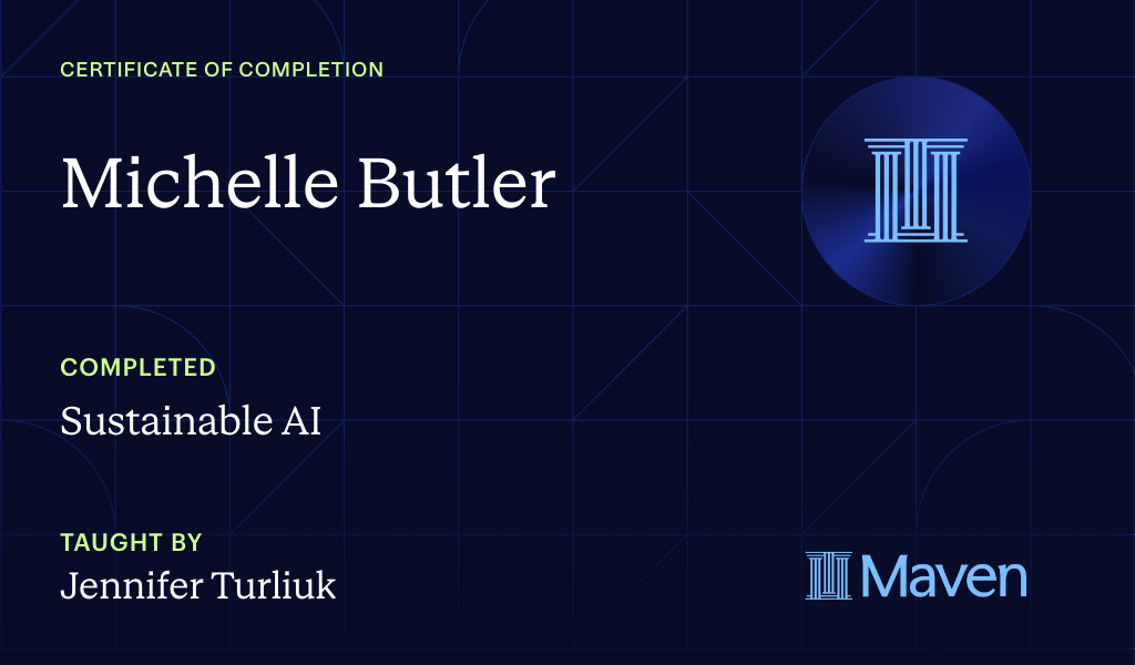 Certificate for Towards Sustainable AI