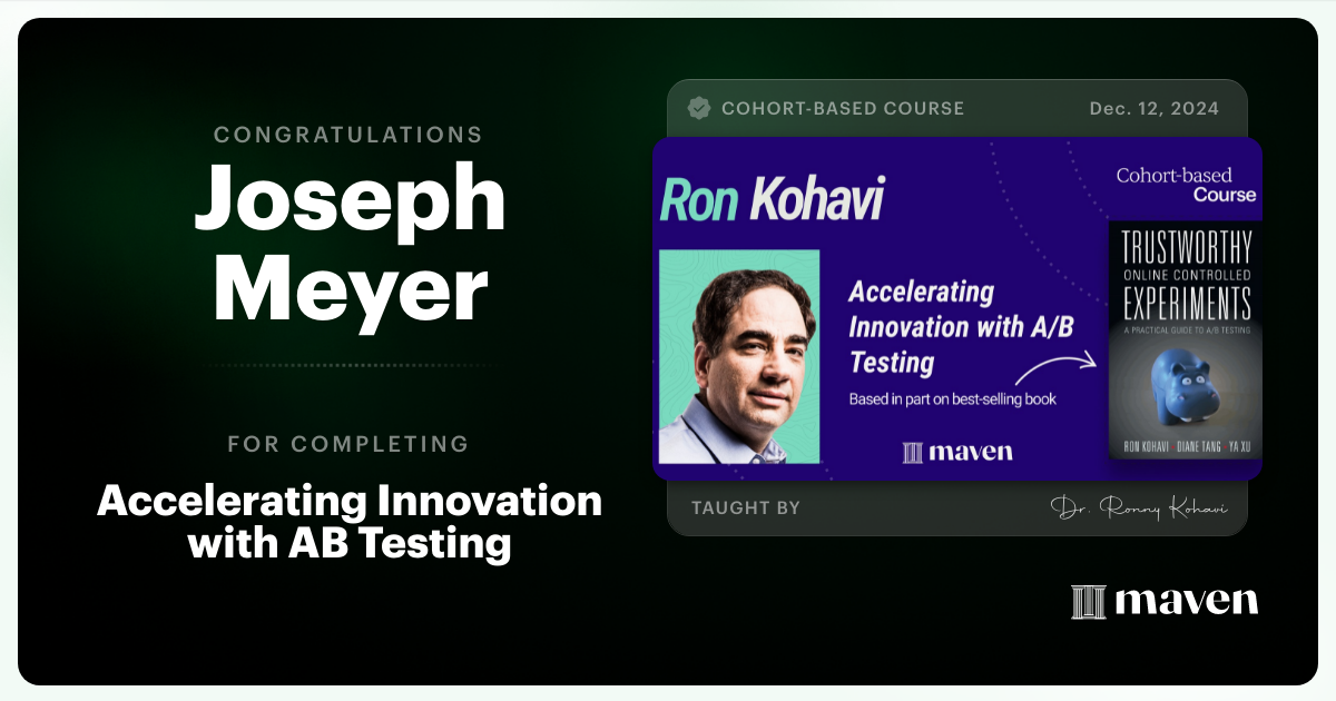 Certificate of Completion for Accelerating Innovation with A/B Testing