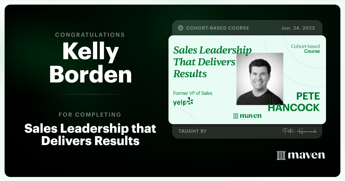 Certificate of Completion for Sales Leadership that Delivers Results